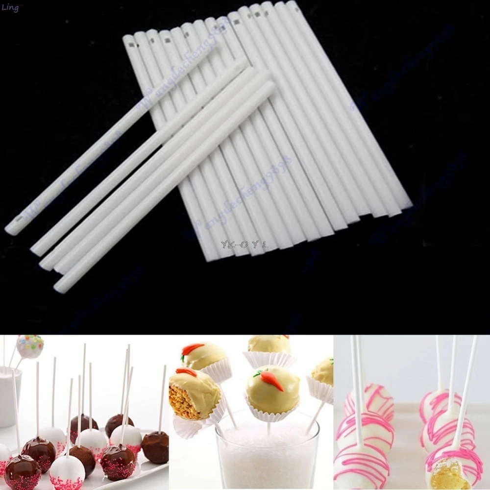 

100 pcs Pop Sucker Sticks Chocolate Cake Lollipop Lolly Candy Making Mould White