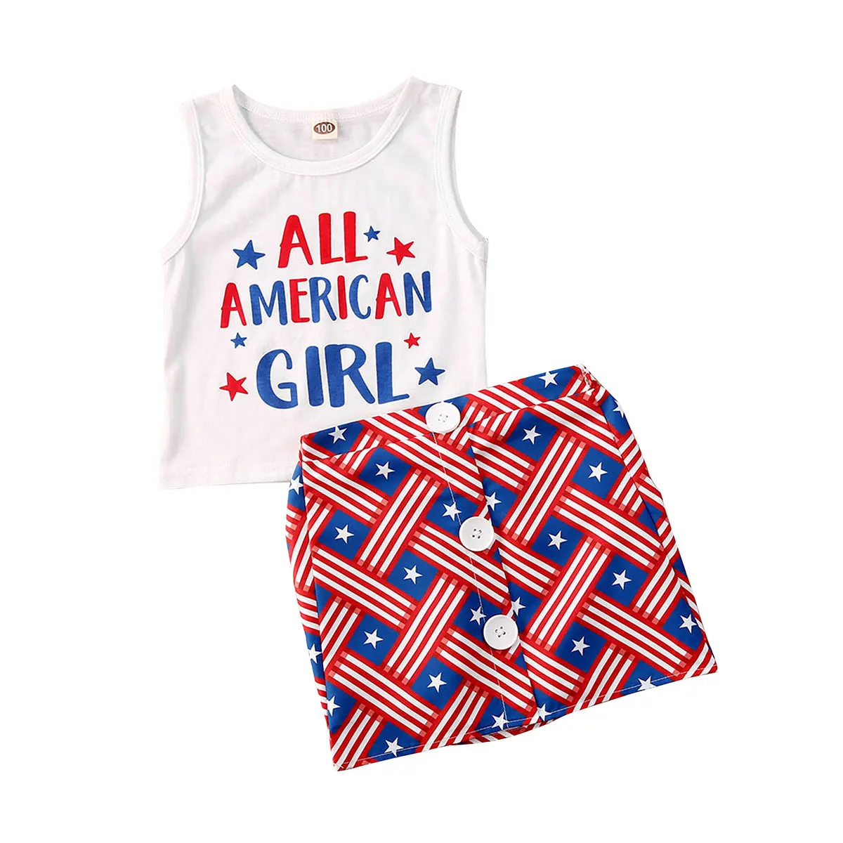 

2020 комплекты одежды для маленьких девочек От 0 до 4 лет без рукавов принт буквы жилет топы + мини-юбки на пуговицах комплект из 2 предметов, Ден...