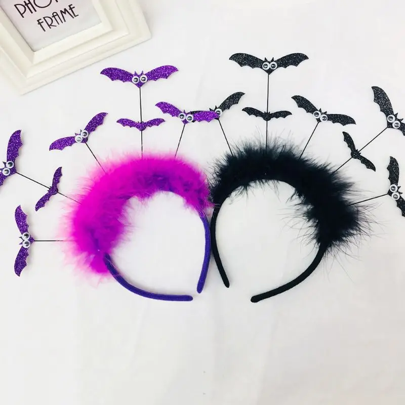 

5pcs Halloween Glitter Bat Hair Hoop Headband Headdress for Women Girl Cosplay