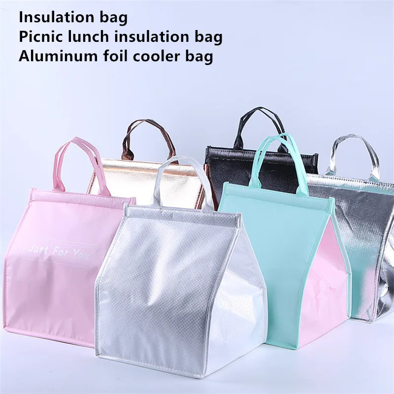 

ANGIETPYE New Cooler Bag Fashion Simple Design Ice Pack Cooler Box Aluminum Foil Insulated Cooler Bag Picnic Food Container Bags