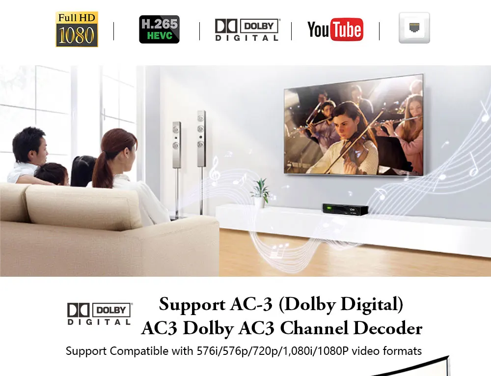 Vmade полностью HD цифровой DVB T2 K6 scart/AV наземная ТВ-приставка поддержка YouTube H.265/HEVC HD 1080p DVB T2 ТВ-приёмник