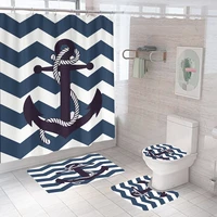 boat decor antislip bath mats mediterranean sailing anchor vintage style frabic shower curtains bathroom set with 12 hooks
