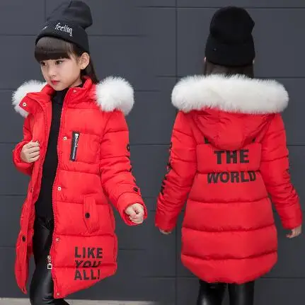 

2021 New Jackets Girls Autumn Winter Coat Cotton Padded Fur Hooded Kids Outerwear For Girls Clothes Children Clothing Parkas