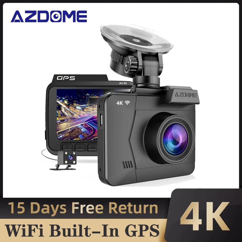 AZDOME GS63D Dash Cam Dual Lens Ultra HD Real 4K Car DVR Camera WIFI GPS Rear View Night Vision WDR Video Recorder 24H Parking | Автомобили