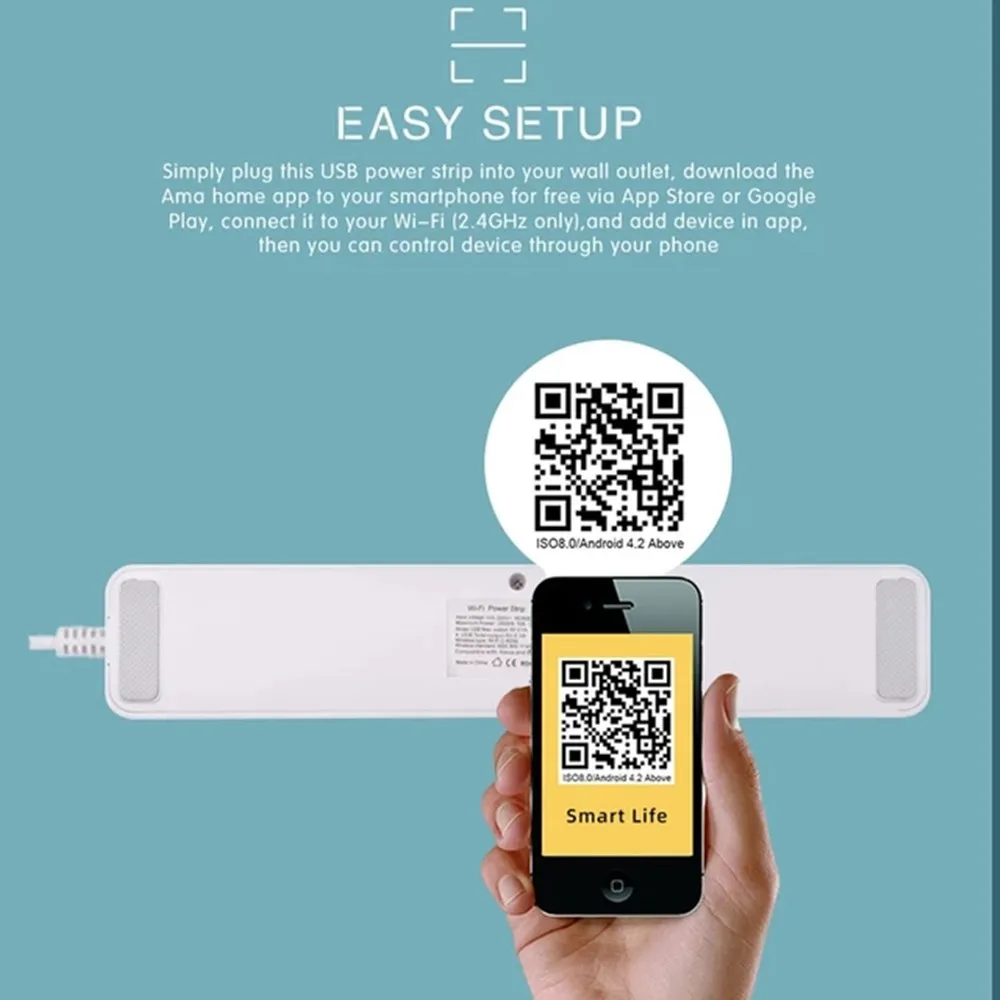 Вай-Фай 3 EU Умная полоска сетевых розеток с 2 USB Type-c 3.0A Быстрая зарядка Голосовое управление для Alexa Google Assistant.