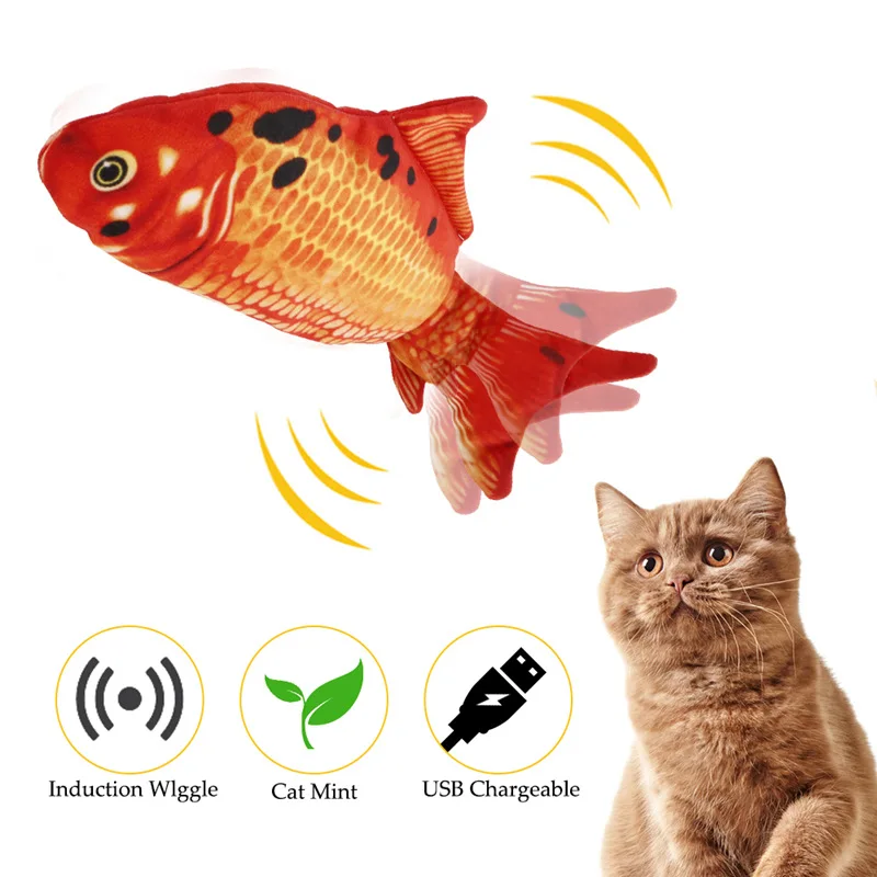 

Cat Toys Electric Moving Fish Pets Chewing 28CM USB Charging Simulation Fish Toys Induction Wiggle Pet Kitty Cat Supplies