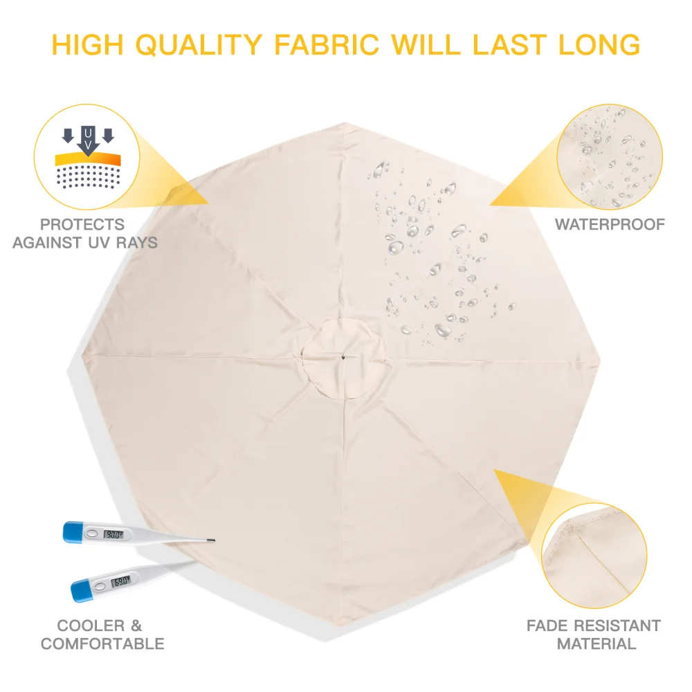 

Cabilock Patio Umbrella Anti-UV Umbrella Canopy Strong & Thick Sun Protection Beach Umbrella for Lawn Garden