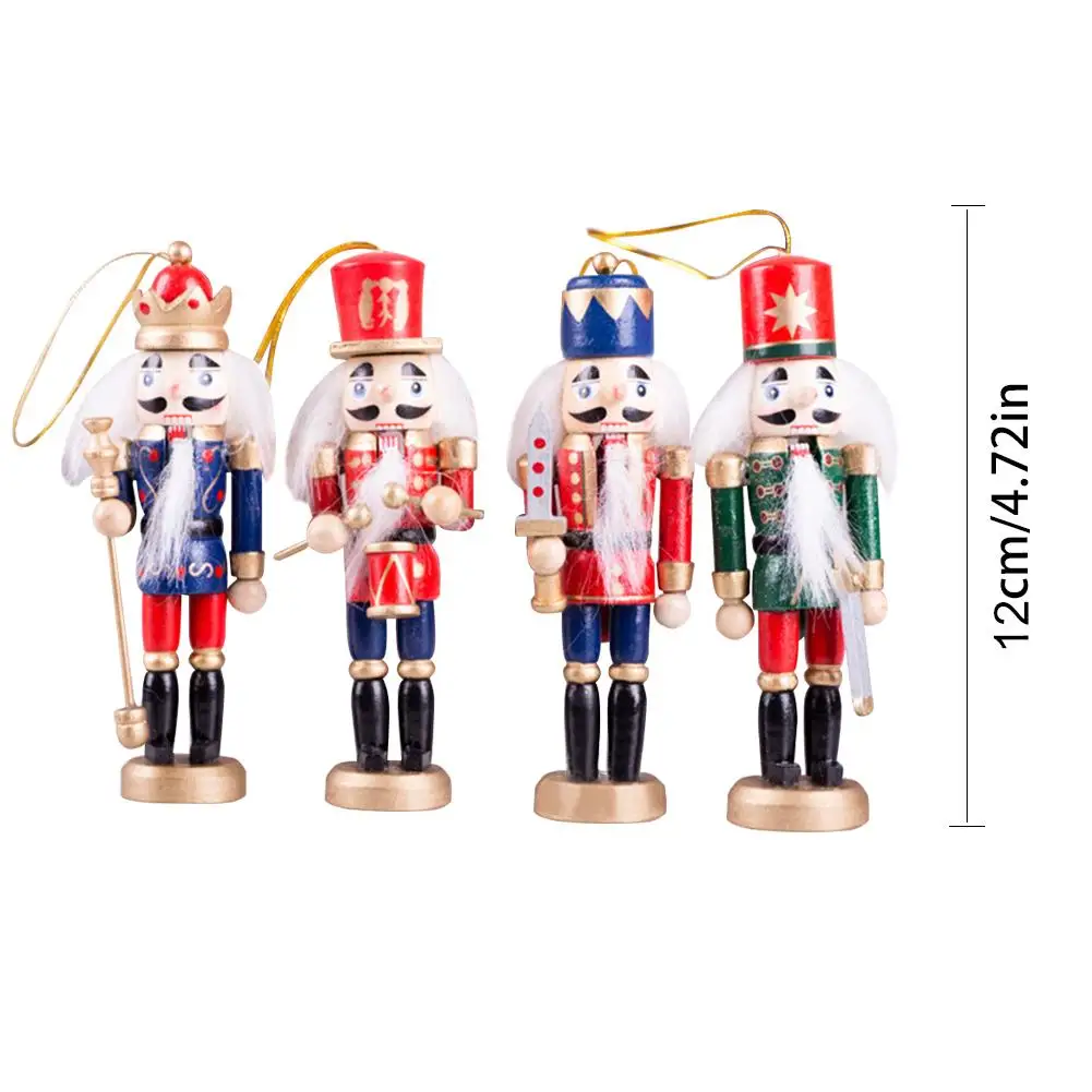 

4pcs/pack Christmas Decorations Wooden Nutcracker Puppet Soldier Merry Christmas Decoration Pendants Ornaments for Xmas Tree Dec