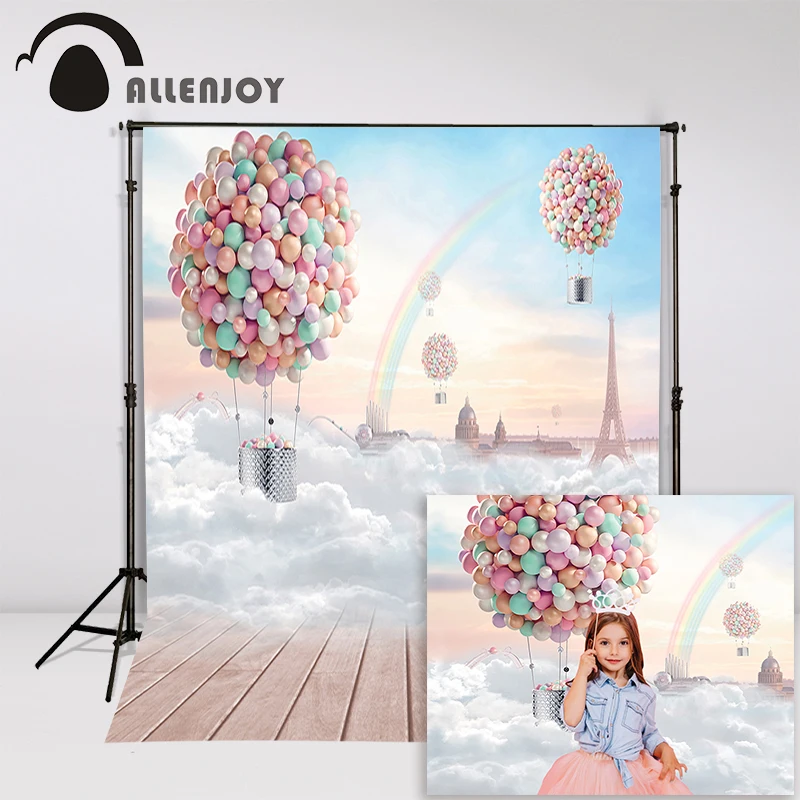 Allenjoy фон Страна Чудес воздушный шар Радуга Эйфелева башня дети фото стенд Фэнтези фотографии реквизит