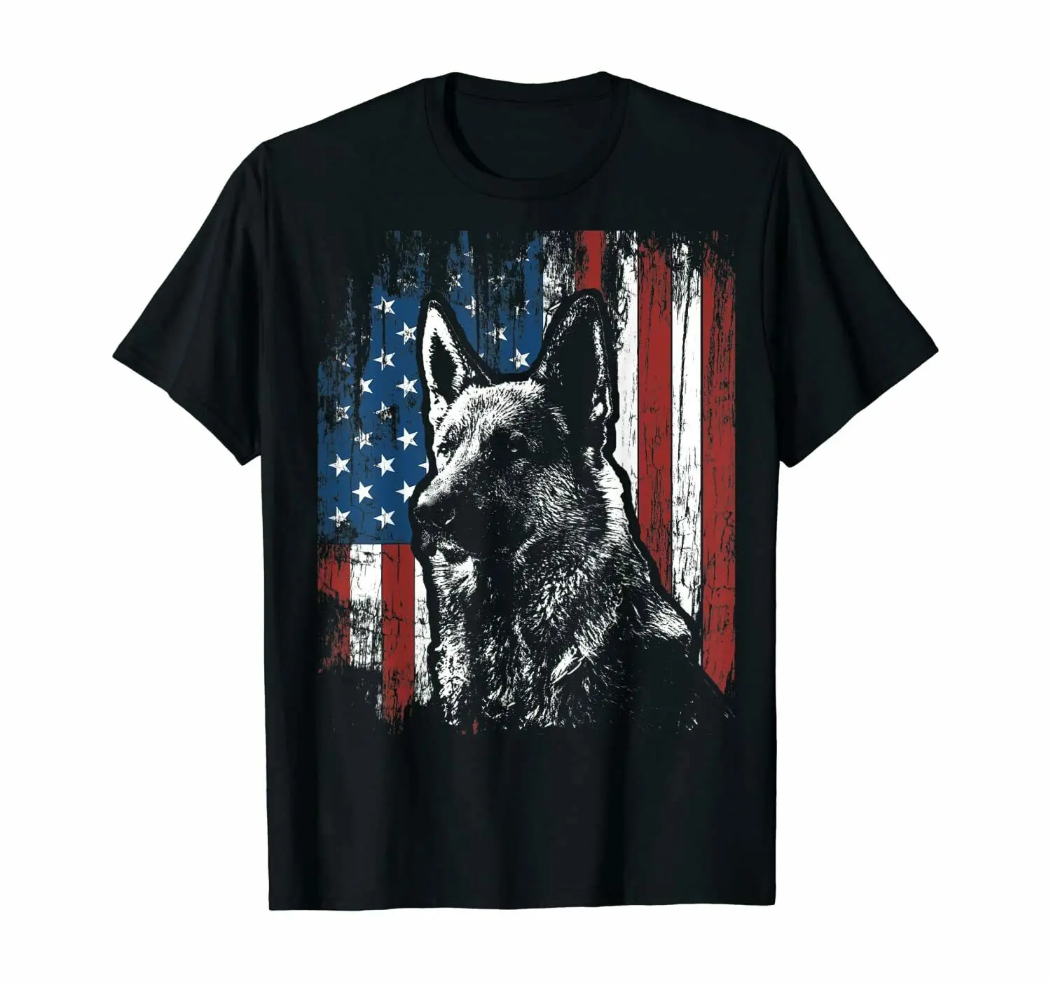

Patriotic German Shepherd American Flag Dog Gift Men T-Shirts Cotton Trend 2021