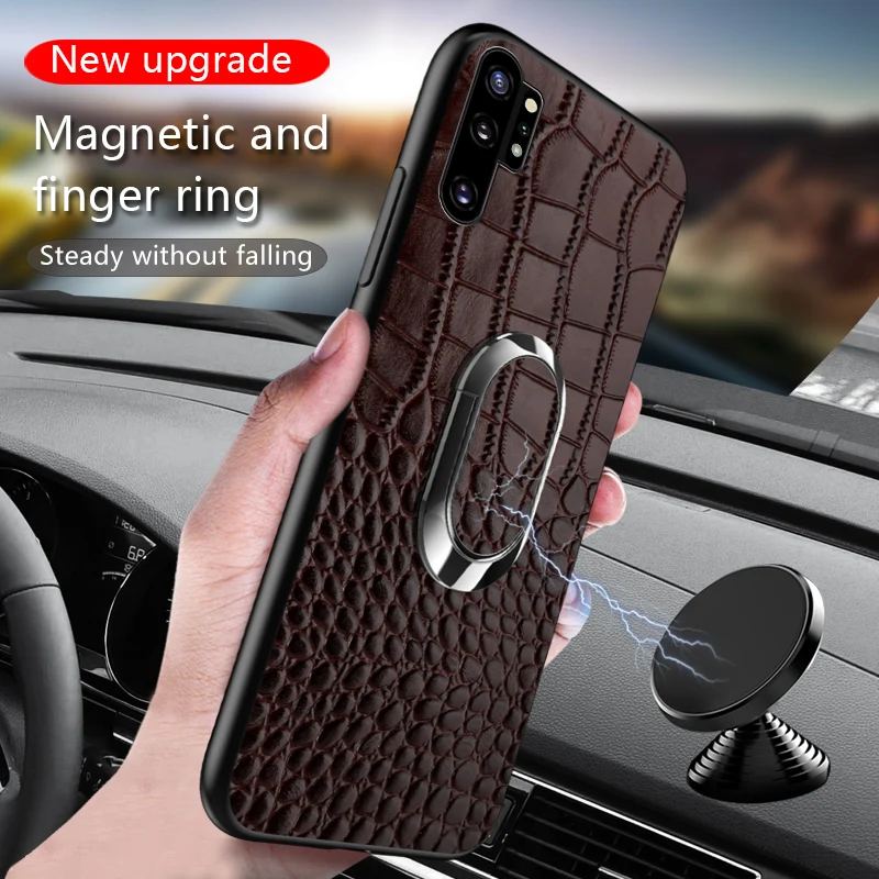 genuine leather phone case for samsung galaxy note 10 9 plus a50 a70 a51 s20 ultra s10 s7 s8 s9 plus magnetic kickstand cover free global shipping