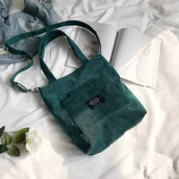 5pcslot women corduroy zipper shoulder bags female artsy handbags tote ladies canvas messenger corssbody bag shopping bag