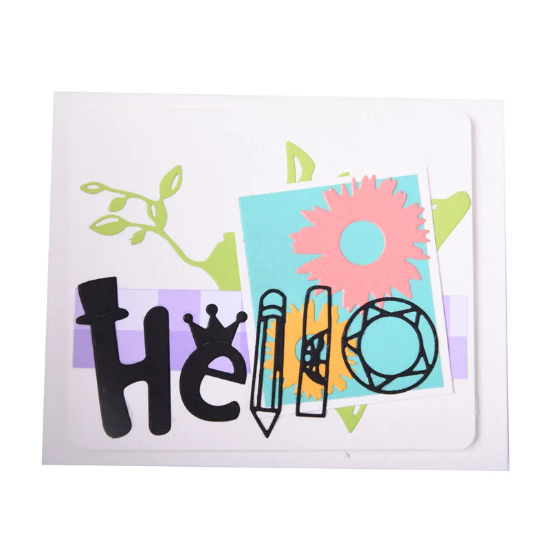 InLoveArts слова Hello металлический Трафаретный вырубной штамп с милой шляпа карандаш