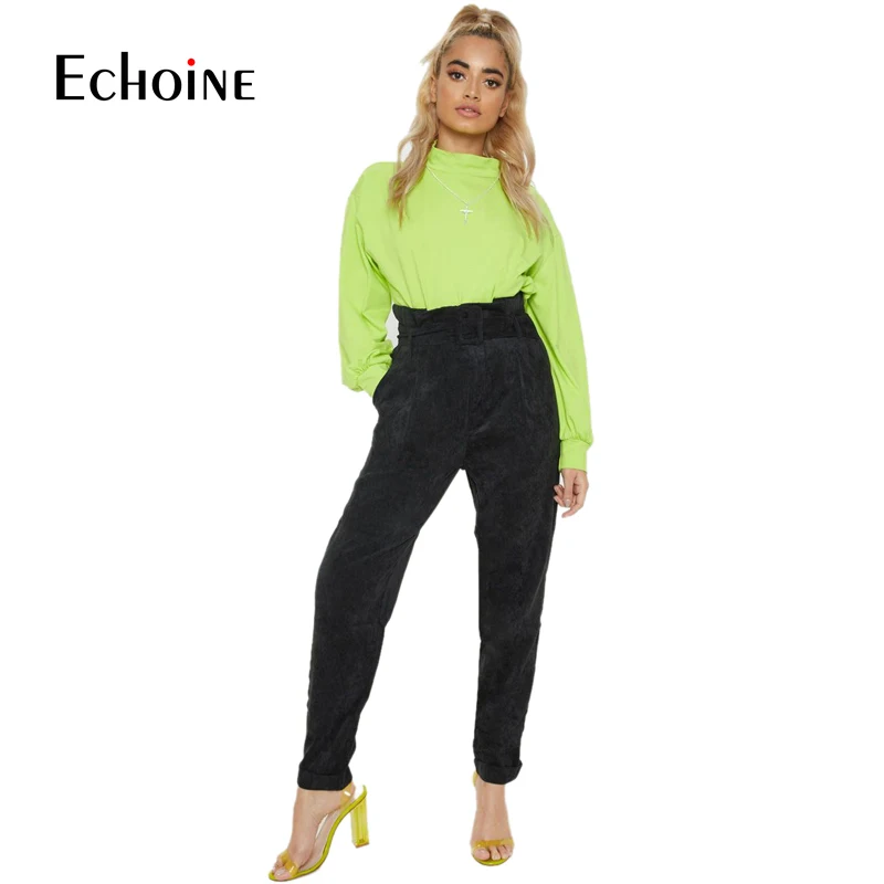 Модные осенне зимние женские вельветовые брюки 2019 одноцветные повседневные