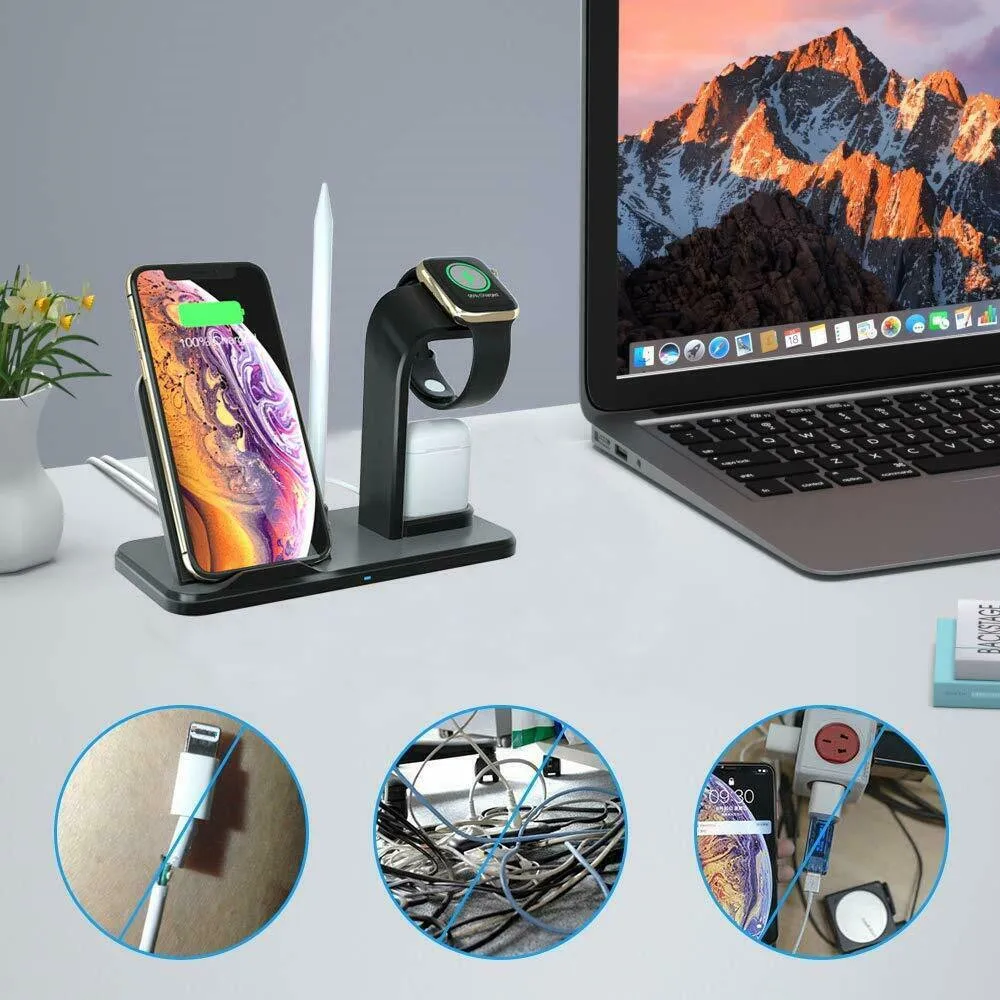 Беспроводное зарядное устройство Qi 10 Вт для Apple Watch 4 3 Airpods подставка быстрой