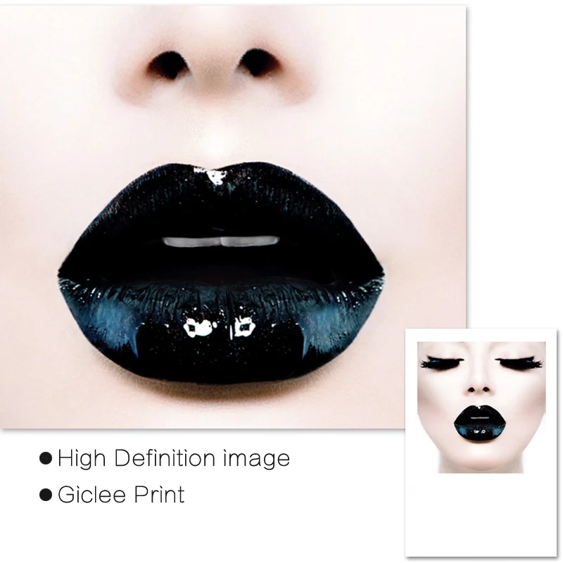 Модный постер для девочек Черное и белое платье с ресницами холст настенный