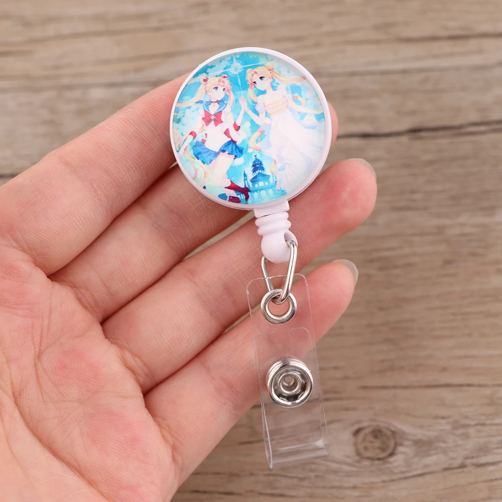 

JF788 Kawaii Anime Girl Retractable Nurse Badge Holder Students ID Card Holder Name Badge Reel Key Holder School Supplies