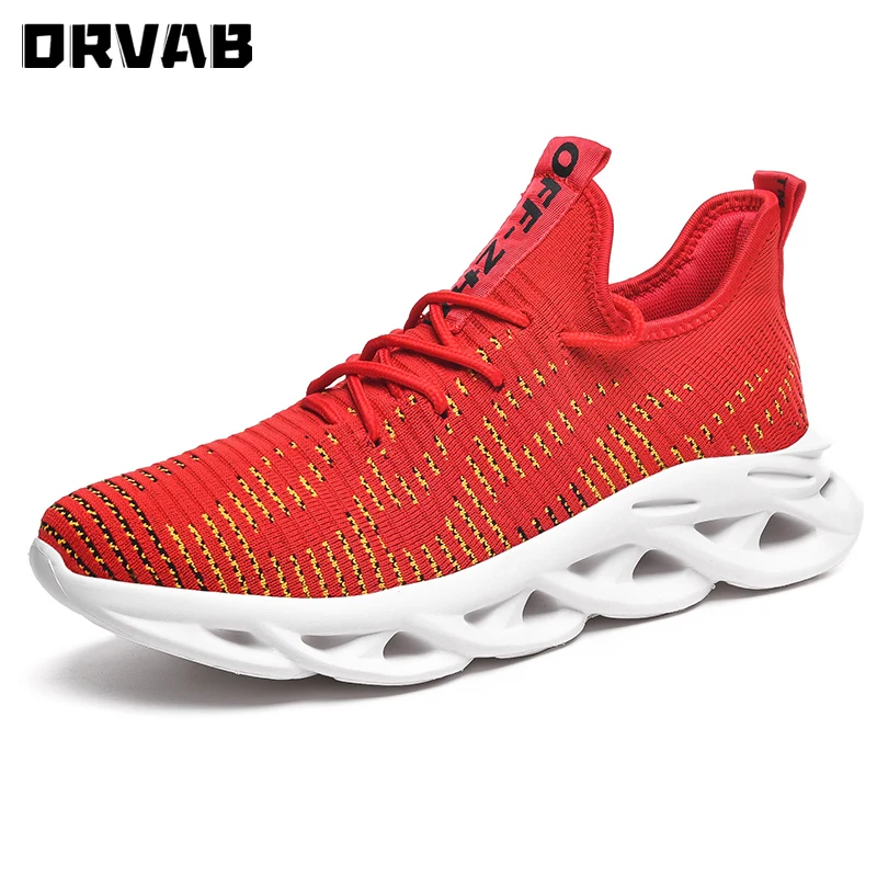 

Men Shoes Casual Fashion Woven Mesh Breathable Men Sneakers White Red Black Lightweight Mens Trainers High Quality Male Footwear