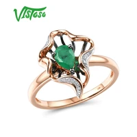 vistoso gold rings for women genuine 14k 585 rose gold ring magic emerald sparkling diamond engagement anniversary fine jewelry