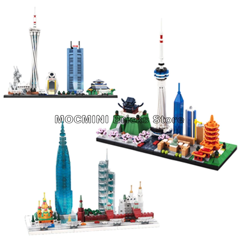 Конструктор модель города Москва Гонконг Гуанчжоу Ухань очертания