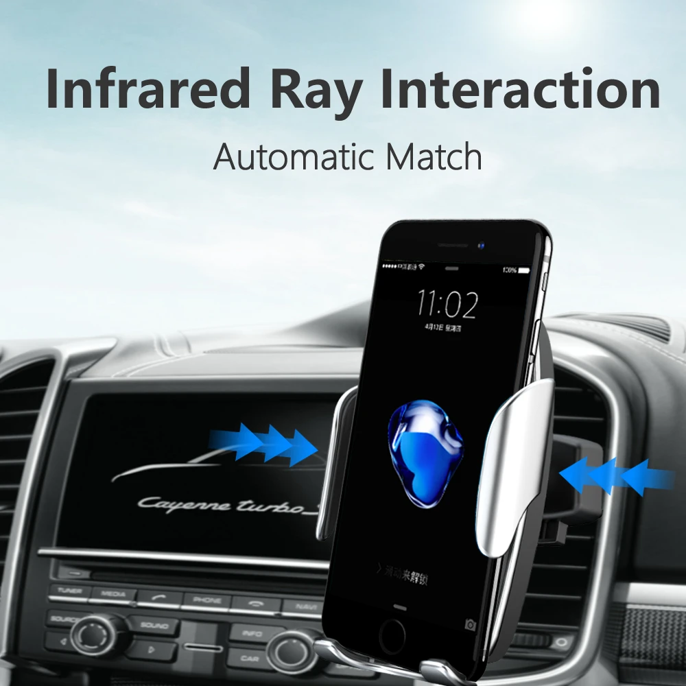 Автомобильное беспроводное зарядное устройство 10 Вт с автоматическим зажимом