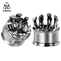 kubooz ear piercing tunnels stainless steel double flared hand plugs body jewelry expander gauges earrings gift for women men