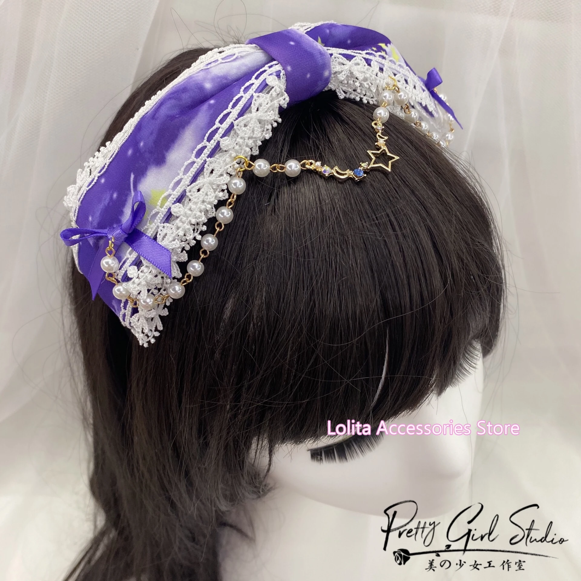 Пурпурная заколка для волос в стиле &quotЛолита&quot KC Song of Cloud Sea AP White Милая женская