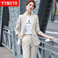the latest womens suit high quality autumn and winter business wear two piece long sleeved ladies jacket high waist trousers