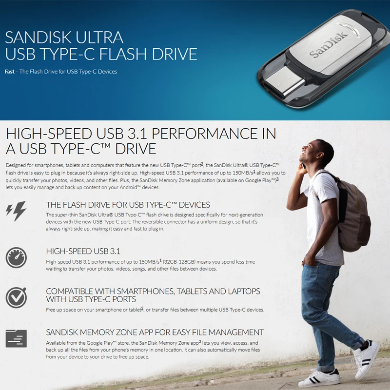 SanDisk скорость type-C Мобильный USB 3,1 флэш-накопитель CZ450 16G один интерфейс тонкий тип подходит для Mac компьютера мобильного телефона