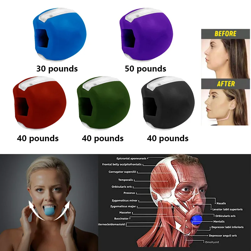 

Jawzrsize Jaw Muscle ExerciserFitness Face Masseter men facial pop n go mouth jawline chew ball chew bite breaker training Body