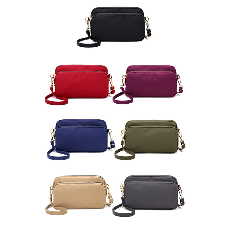 

Korean Mother Shoulder Bags Solid Color Multi-layer Crossbody Bags Travel Messenger Handbags Waterproof Nylon Cloth Bag