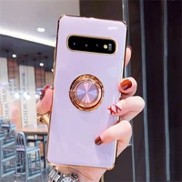 hot plating silicone case for samsung galaxy s10 plus s20fe s21 ultra note 20 10 9 a52 a72 a42 car ring holder soft phone cases