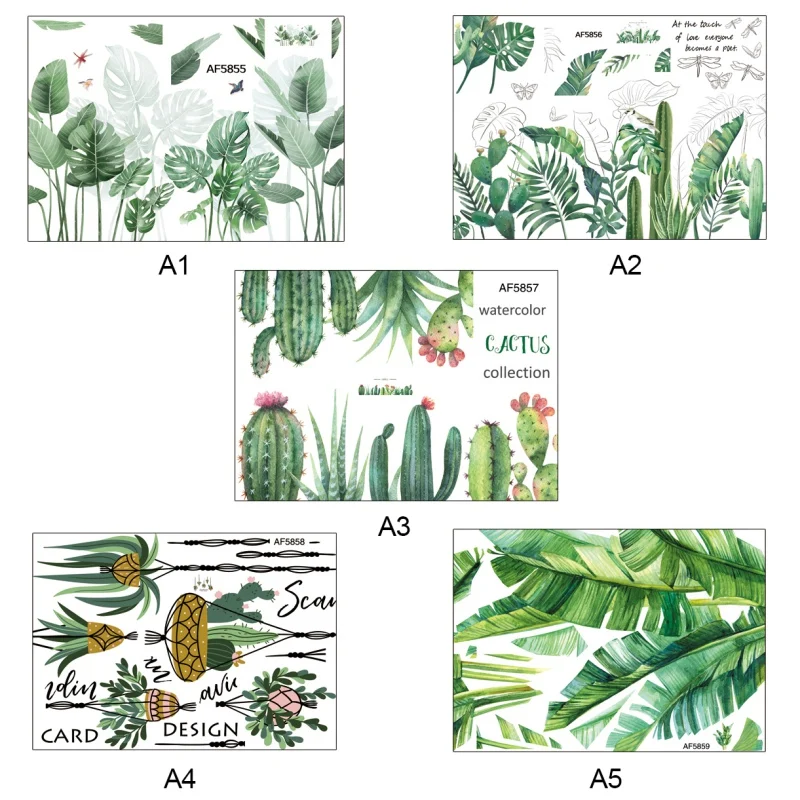 Зеленый Стикеры для растений на стену DIY крупнолистовой зеленый наклейка с