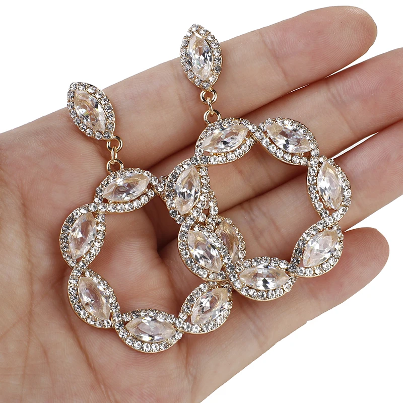 Женские серьги подвески со стразами цвета шампанского|Серьги-подвески| |