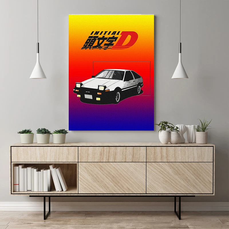 Initial D Poster Anime Drift Car AE86 TAKUMI Painting Wall Art Home Decoration Kawaii Room Decor Quality Canvas Posters | Дом и сад