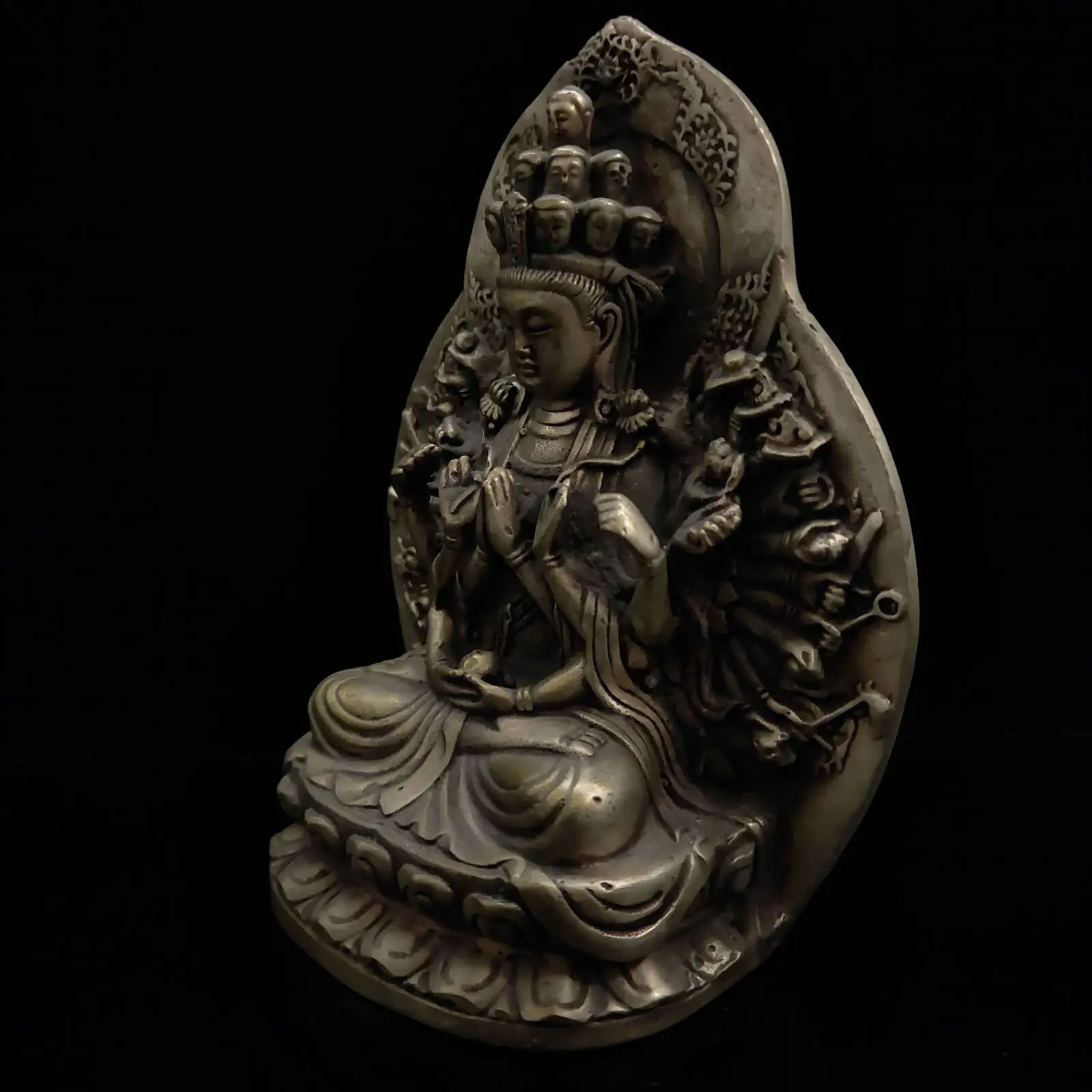 

Chinese Antique White copper Avalokitesvara Buddha Model Statue