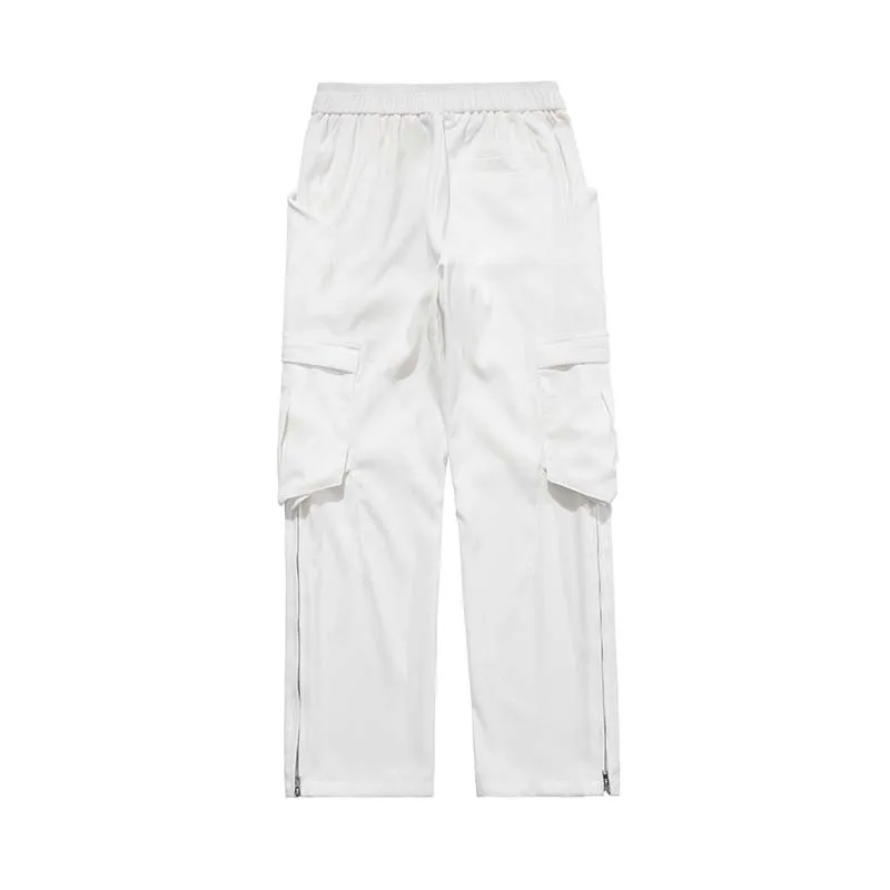 

Harajuku Multi-pockets Straight Side Zipper Casual Cargo Pants Mens High Street Oversize Baggy Trousers Hip Hop Solid Black Pant