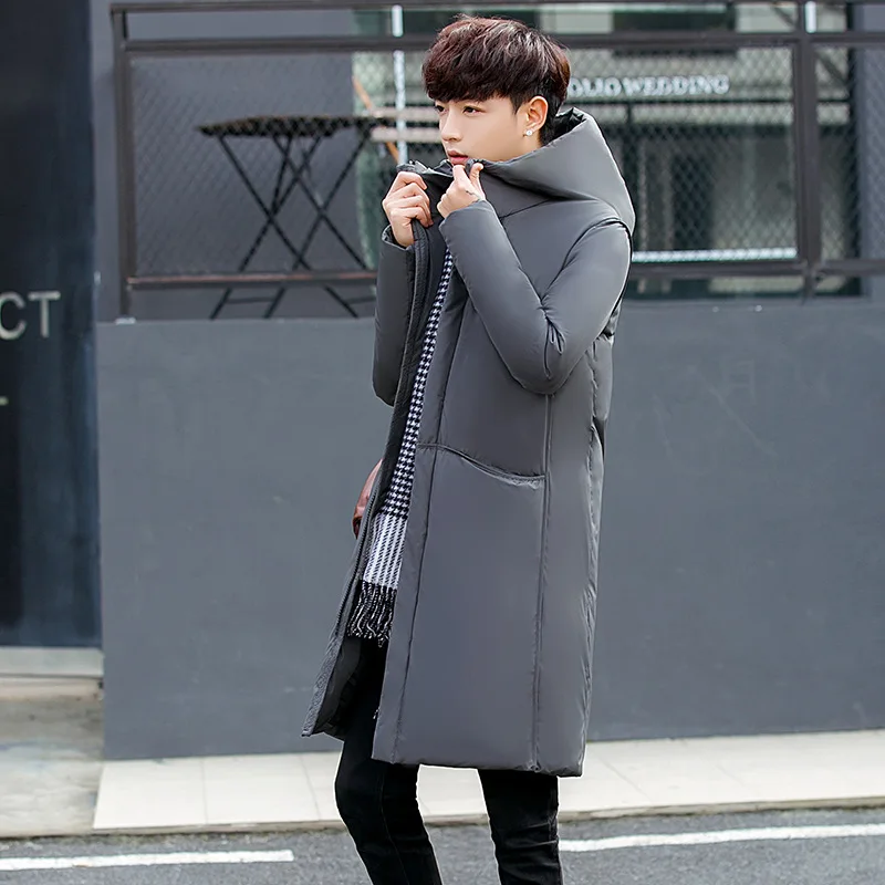 Большой Размеры зимние куртки мужские длинные пальто пуховые парки с капюшоном
