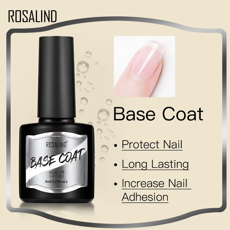 

ROSALIND Nail Gel Polish Primer Base Top Coat Nail UV Powder Gel Polish Manicure Art Design Healthy Matt Coat Hybrid Varnishes