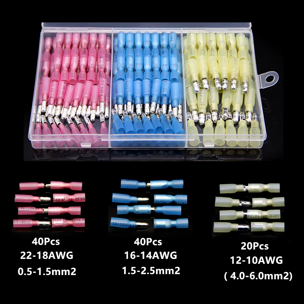 160 шт. изолированные термоусадочные пули обжимные клеммы женские мужские провода