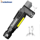 Светодиодный фонарик с креплением на одежду, двойное топливо, 90 градусов, водонепроницаемый магнитный мини-фонарь для кемпинга