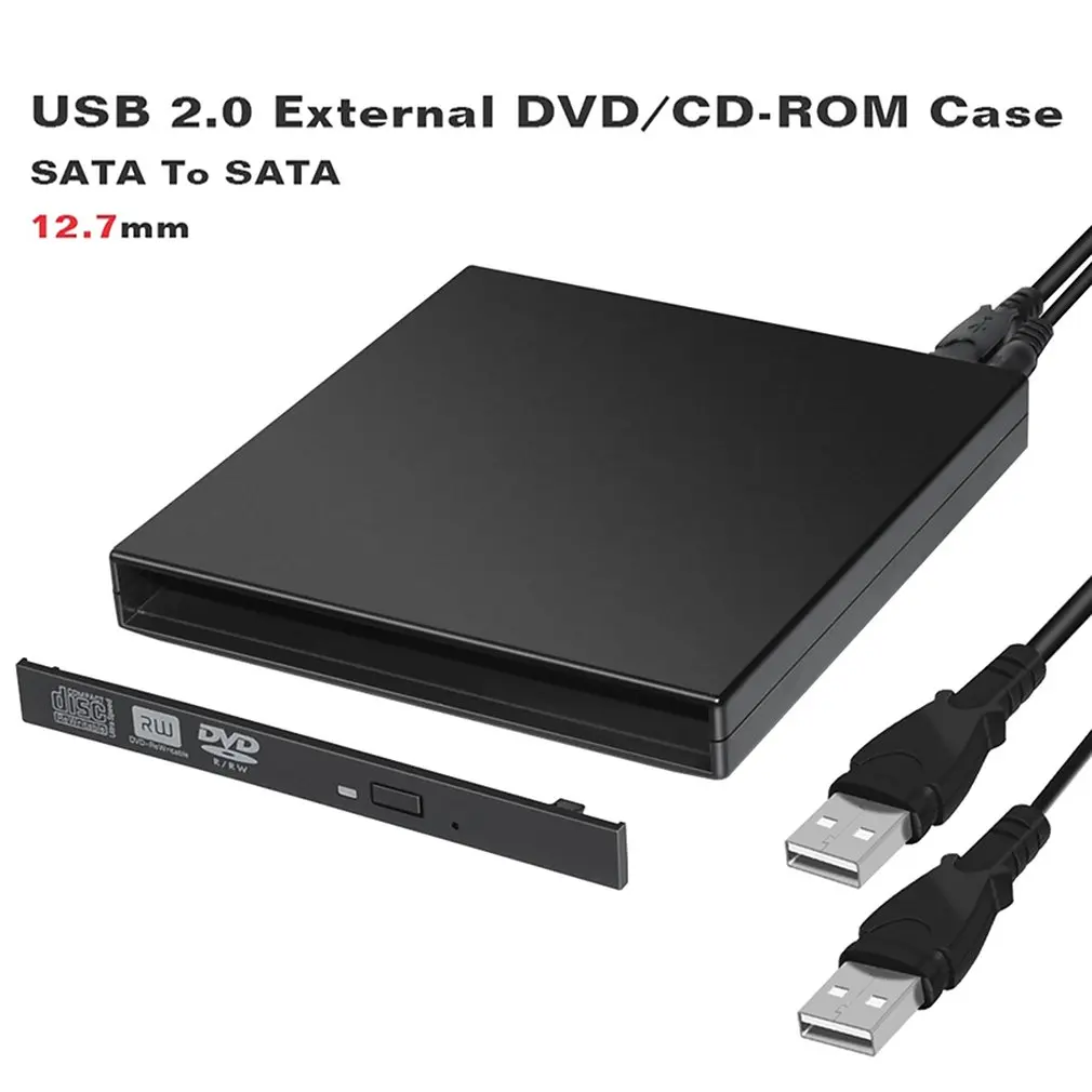 12 7 мм USB 2 0 Внешний DVD/CD ROM чехол для ноутбука настольного ПК оптический диск SATA To