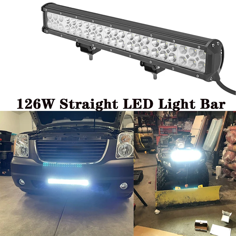 

20" 126W Straigh LED Light Bar /Work Light 12V 24V For Jeep SUV Truck 4X4 UAZ 4WD ATV Off Road Driving Fog Light Lamp Combo Beam