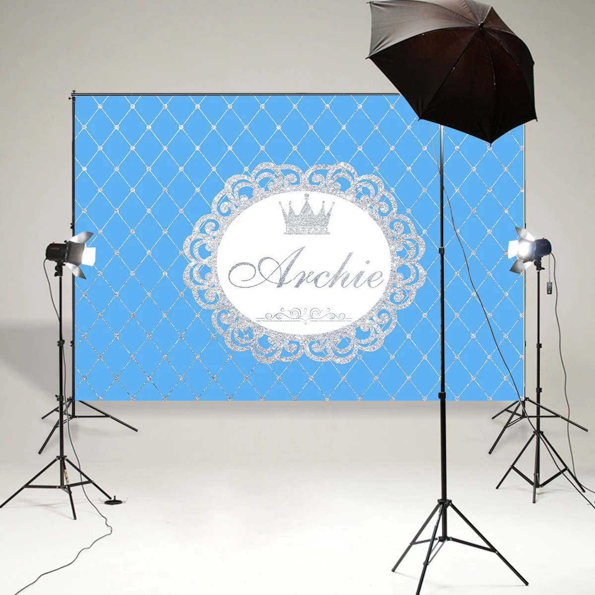 

BEIPOTO Blue silver prince photography backdrops baby shower boy background photo booth studio candy dessert table poster B-873