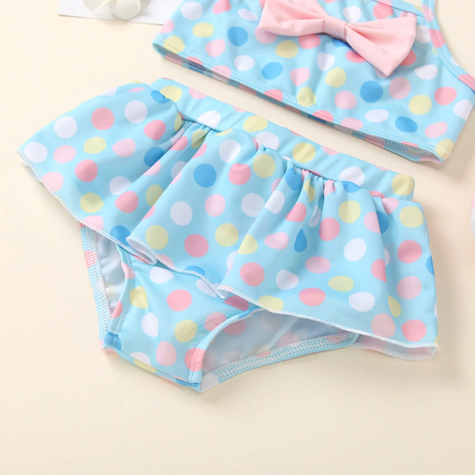 

Summer Baby Kids Girls Swimwear Dot Print Tops Shorts Swimsuit Outfit Set 2021 trajes de bao para nias