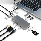 USB-концентратор 10 в 1, HDMI-совместимый адаптер VGA Rj45 100 м, USB 3,0 2,0, док-станция для ноутбука Macbook Pro Air, USB-разветвитель C