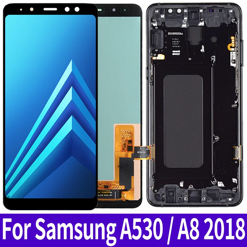 

5,6 дюйма AMOLED для SAMSUNG Galaxy A8 2018 A530 A530FD SM-A530F A530F ЖК-дисплей с сенсорным дигитайзером в сборе