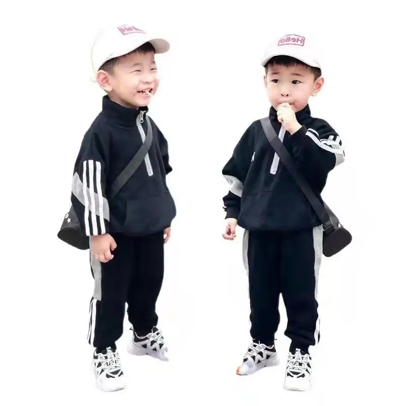 

3-10T Children Clothes Set 2PCS Autumn Winter Warm Fleece Sportsuit Kids Jogging Sweatshirt Pant Suit Boy Casual Tracksuit