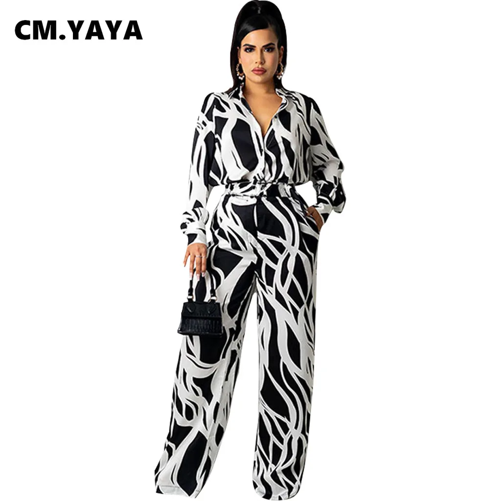 

Женский однобортный комбинезон CM.YAYA с принтом зебры и прямыми широкими штанинами, сексуальный слитный костюм для вечевечерние
