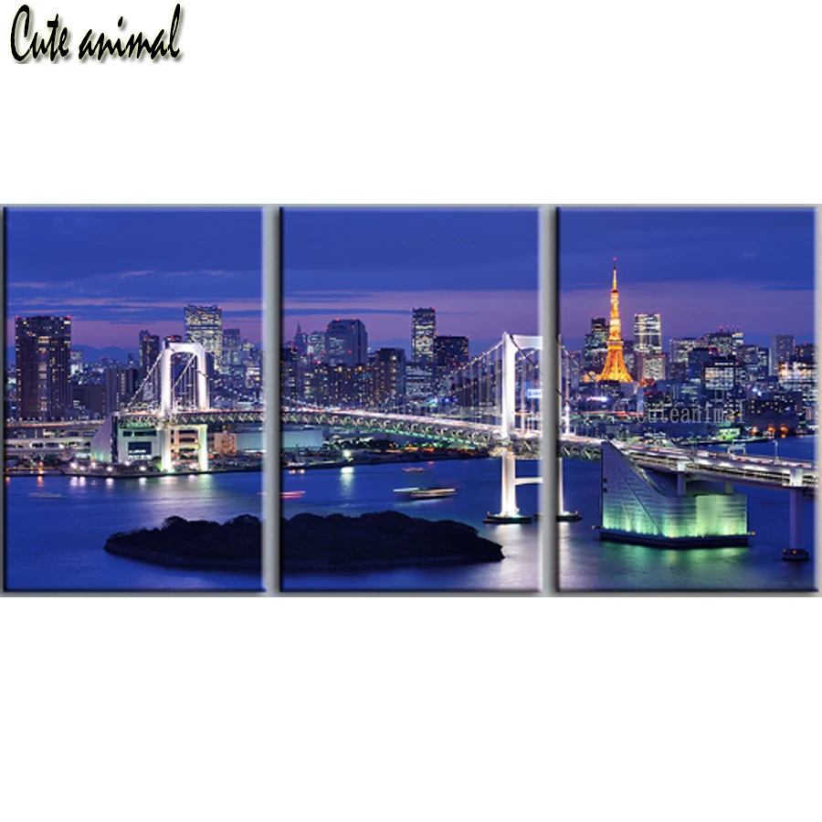 

Алмазная мозаика "сделай сам", Нью-Йорк, Бруклинский мост, ночной вид, вышивка крестиком, картина "Алмаз" квадратная круглая Алмазная вышивка